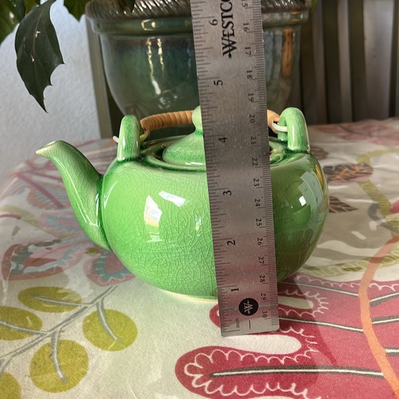 Beautiful Raku fired Green Glazed Ceramic Japanese Chinese Tea Set. NWOT - Picture 7 of 8